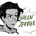 Gezeichnetes Portrait von Green Terrier