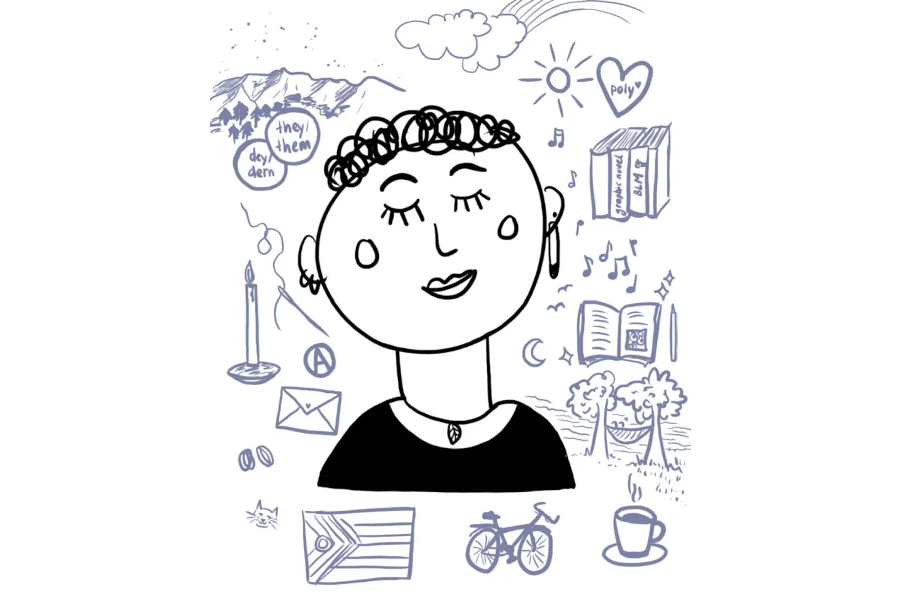 Gezeichnetes Selbstportrait von Lian Hartmann